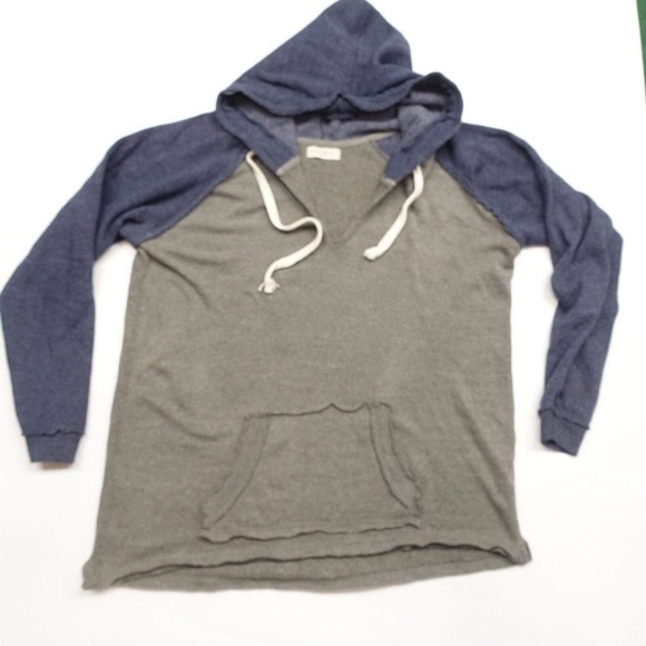 Ocean Drive Hoodie Men Small Gray/Blue Long Sleeve V-Neck Front Pockets Pullover - Picture 1 of 6